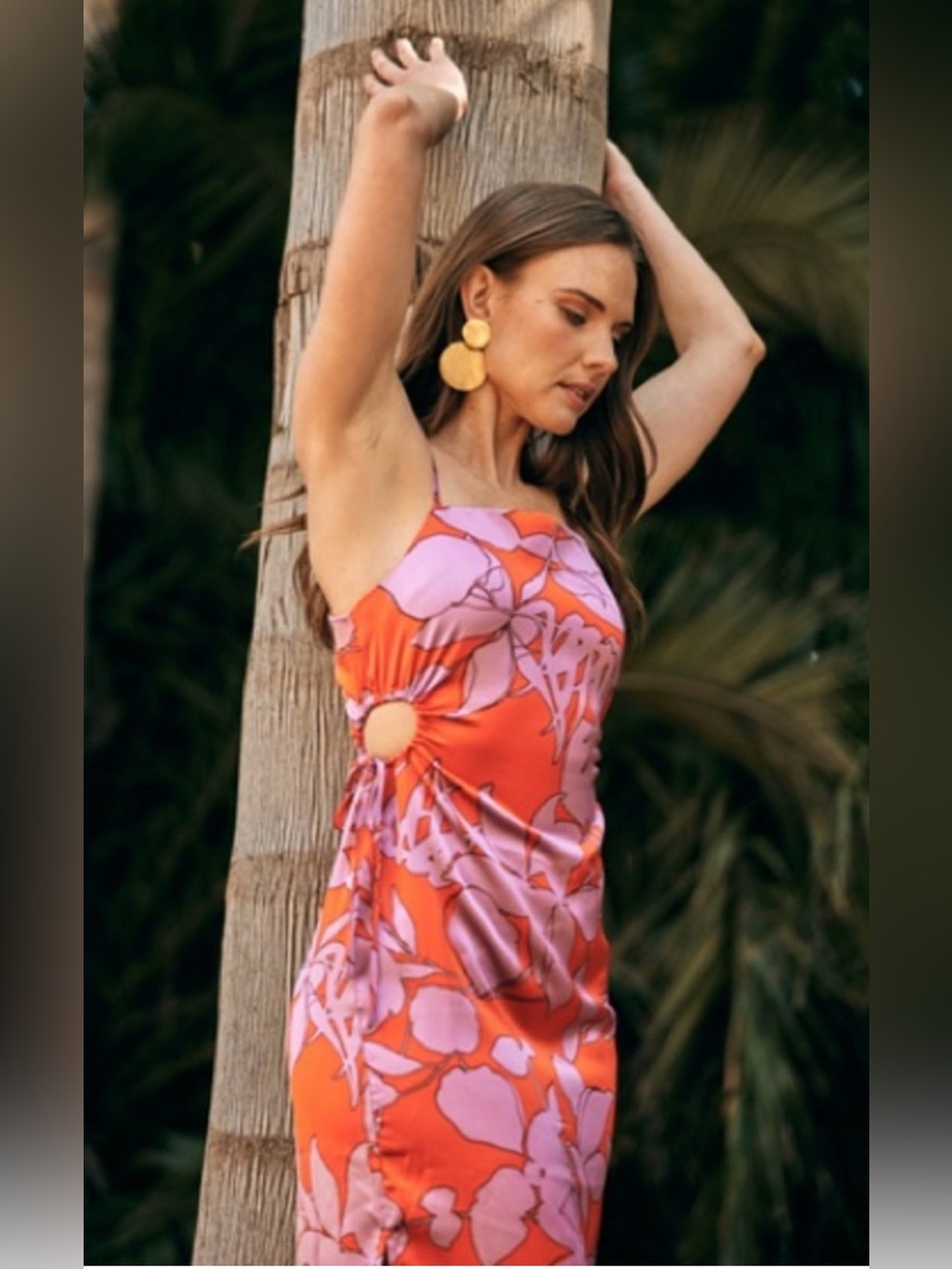 Christian Lacroix Floral Cutout Midi Dress Red Lilac Y2K Size M Luau